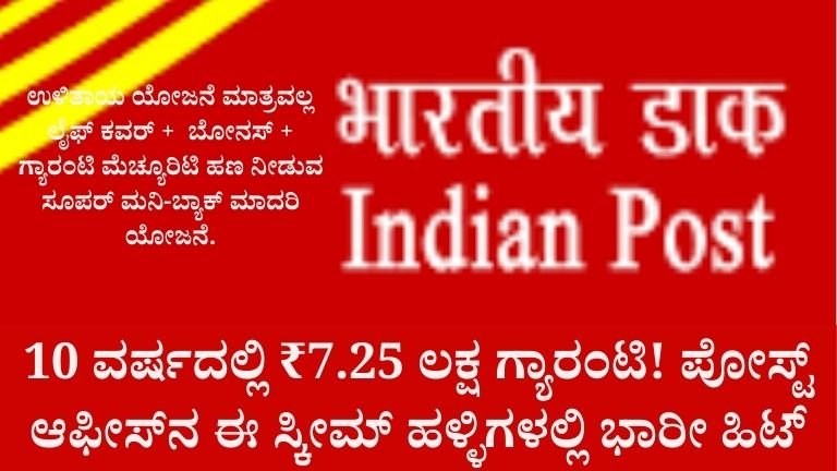 10 ವರ್ಷದಲ್ಲಿ ₹7.25 ಲಕ್ಷ ಗ್ಯಾರಂಟಿ! ಪೋಸ್ಟ್ ಆಫೀಸ್ ಗ್ರಾಮ ಪ್ರಿಯ ಸ್ಕೀಮ್